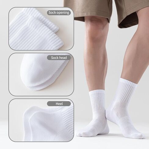 Mottee&Zconia Mens Athletic Ankle Cotton Crew Socks Reinforced Toes Terry Foot Cushioned Breathable Arch Support Sock 6 Pack in Saudi Arabia