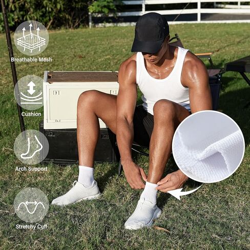 Mottee&Zconia Mens Athletic Ankle Cotton Crew Socks Reinforced Toes Terry Foot Cushioned Breathable Arch Support Sock 6 Pack in Saudi Arabia
