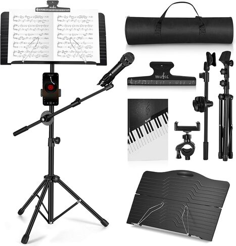 Vangoa Music Stand, Professional Portable Music Stand for Sheet Music with Violin Hanger, Folding Sheet Music Stand Music Instrument Stand with Carrying Bag, MD-3 in Kuwait