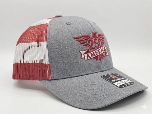 Richardson 112 Trucker Hat, America 250th Anniversary Embroidered Cap, Adjustable, Patriotic Red White and Blue Mesh in Kuwait