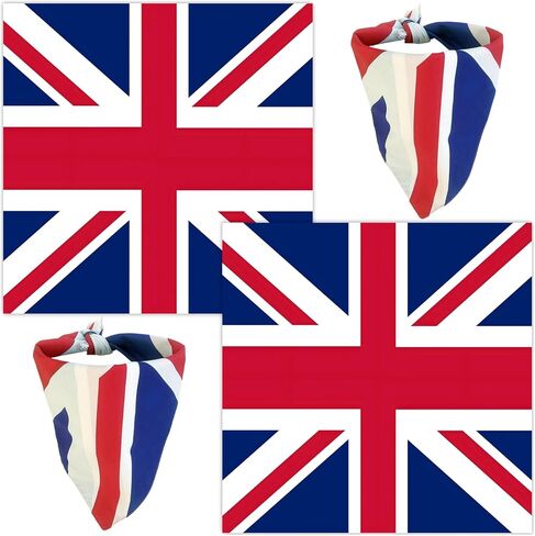 WEITBF 2 Pack United Kingdom UK British Flag Bandana Union Jack Scarf Bandanas Headband - 100% Cotton, 22 x 22 inch in Saudi Arabia