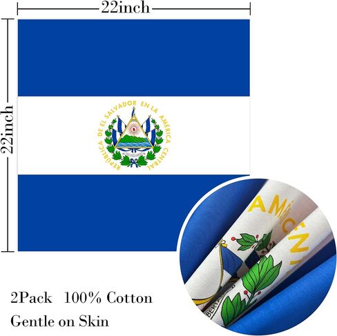WEITBF 2 Pack El Salvador Flag Bandana Salvadoran Scarf Bandanas Headband - 100% Cotton, 22 x 22 inch in Saudi Arabia
