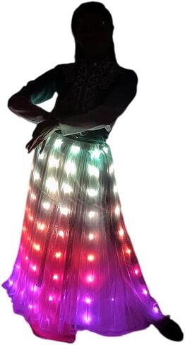 LED Light Up Tutu Skirt Rechargeable Belly Dance Skirt with Bright Lights Performance Dress for Stage Party Festival RGB Light in Saudi Arabia