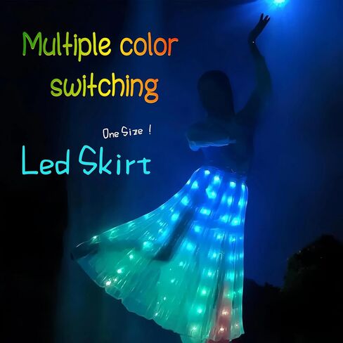 LED Light Up Tutu Skirt Rechargeable Belly Dance Skirt with Bright Lights Performance Dress for Stage Party Festival RGB Light in Saudi Arabia