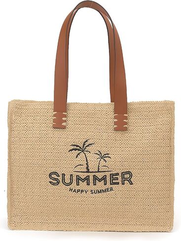 Straw Raffia Beach Bags for Women 2026 Trendy, New Summer Woven Shoulder Bag, Foldable Vacation Tote in Saudi Arabia
