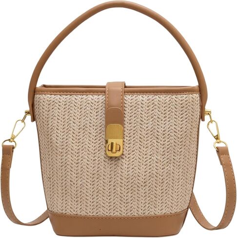 Fashion Summer Straw Woven Women's Purse Vacation Box Handbag Beach Crossbody Bag Shoulder Beach bags in Saudi Arabia