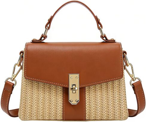 Fashion Summer Straw Woven Women's Purse Vacation Box Handbag Beach Crossbody Bag Shoulder Beach bags in Kuwait