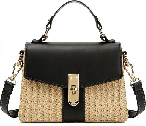 Fashion Summer Straw Woven Women's Purse Vacation Box Handbag Beach Crossbody Bag Shoulder Beach bags in Kuwait