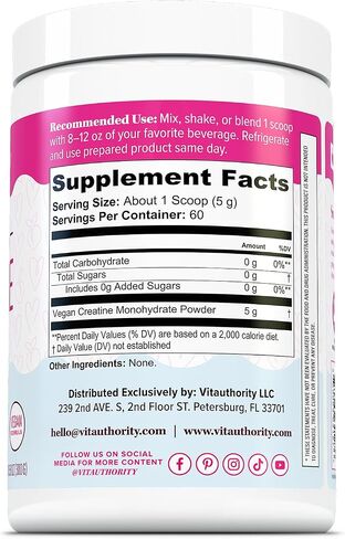 Micronized Creatine Monohydrate Powder – 5g per Serving Creatine Supplement | Support ATP Boost Strength, Lean Muscle & Recovery | No Sugar, Dyes, or Fillers | Superior Mixing - Unflavored 60 Servings in Saudi Arabia