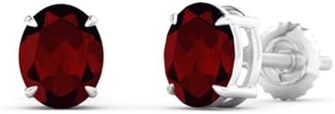 Four-Prong Solitaire Oval Gemstone- Amethyst/Citrine/Garnet/Blue Topaz/Peridot Stud Earrings In Silver | Jewelry Gift For Women | Birthstone Gift For Birthdays, Anniversary & Valentine's (Carat-0.8 Ct. & 1.4 Ct.) in Saudi Arabia