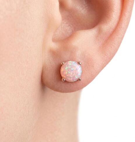 6 Pairs Stud Earrings Set, 3-5mm Opal stud Earrings for Women 316L Stainless Steel Earring Hypoallergenic Small Earring Silver & Rose Gold Nickel Free in Saudi Arabia