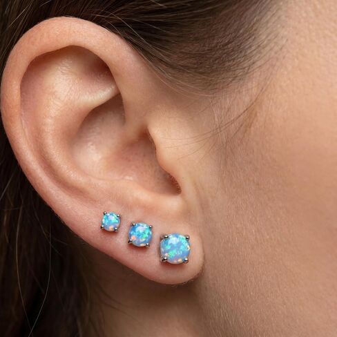 6 Pairs Stud Earrings Set, 3-5mm Opal stud Earrings for Women 316L Stainless Steel Earring Hypoallergenic Small Earring Silver & Rose Gold Nickel Free in Saudi Arabia