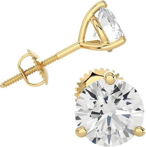 PRIVOSA — Lab Grown Diamond Stud Earrings for Women - 14K White Gold 3 Prong Martini Set - Screw Back Post - D-E VVS1 VVS2 Round Studs in Saudi Arabia