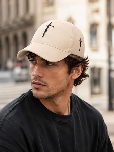 Embroidered Cross Baseball Cap, Christian Adjustable Snapback Hat for Men & Women, Structured Dad Hat with Jesus Faith Design in Kuwait