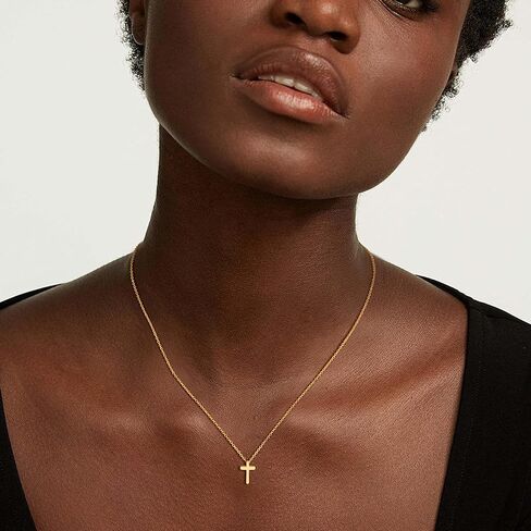 Eaciy Cross Necklace for Women - 18K Gold Plated Dainty Small Cross Pendant Choker Simple Trendy Cute Cross Charm Chain Necklace Easter Basket Stuffers Baptism Religious Faith Jewelry Gift in Saudi Arabia
