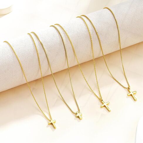 Eaciy Cross Necklace for Women - 18K Gold Plated Dainty Small Cross Pendant Choker Simple Trendy Cute Cross Charm Chain Necklace Easter Basket Stuffers Baptism Religious Faith Jewelry Gift in Saudi Arabia