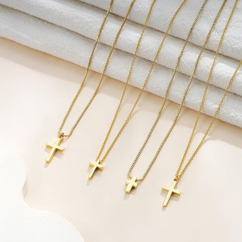Eaciy Cross Necklace for Women - 18K Gold Plated Dainty Small Cross Pendant Choker Simple Trendy Cute Cross Charm Chain Necklace Easter Basket Stuffers Baptism Religious Faith Jewelry Gift in Saudi Arabia