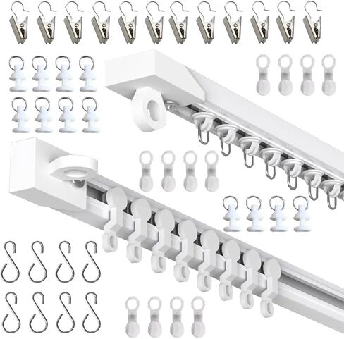 Adhesive Curtain Rod 50cm 500cm No Drill Tenant Friendly Curtain Track for Smooth Walls Bedroom Wardrobe Cabinets (340cm/11.2ft) in Saudi Arabia