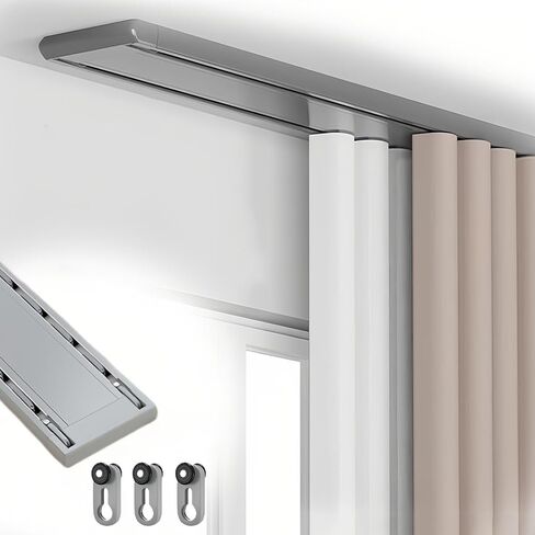 83" Ceiling Mount Double Track Curtain System - Heavy-Duty Room Divider Rail for Living Room, Bedroom, Hospital, Outdoor Weddings - Stylish Black Finish in Saudi Arabia
