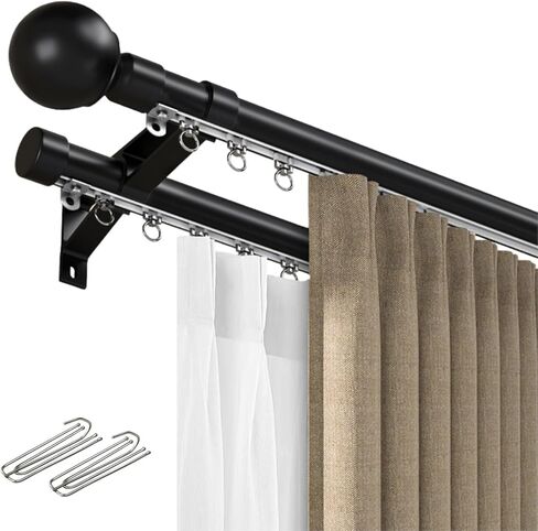 2 Lane Curtain Rod 1 6m Wall Mounted Aluminum Curtain Track System White Gardinenschiene for Smooth Drapery Installation (3.8m) in Saudi Arabia