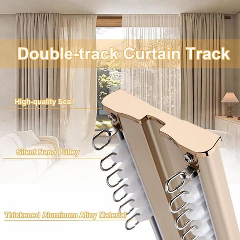 Aluminum Curtain Track 2 Layer Ceiling Mount 1 6m Silent Sliding Drapery Rod Gold Privacy Solution for Living Room & Bedroom (2.5m) in Saudi Arabia