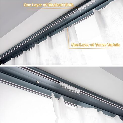 Aluminum Curtain Track 2 Layer Ceiling Mount 1 6m Silent Sliding Drapery Rod Gold Privacy Solution for Living Room & Bedroom (2.5m) in Saudi Arabia