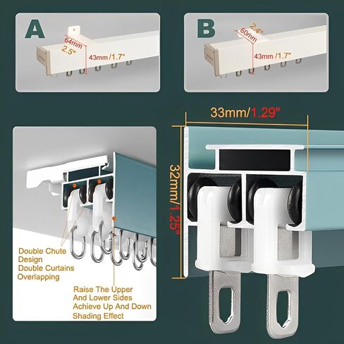 Light-Blocking Binario for Curtains, Ceiling or Wall Mount, Durable, Ideal for Office & Living Room, Room Dividers, Blue, A1, 6m/4x150cm, Perfect Light Control Solution in Saudi Arabia