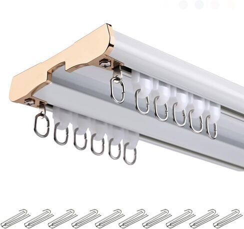 Heavy Duty Double Curtain Track System with Roller HooksVersatile Ceiling Mount Pole for Room Dividers Privacy Screens and Drapery (5.30m) in Saudi Arabia