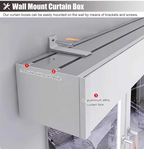 15.7ft Gray Curtain Track System with Cover Pelmet Dual Rail Sliding Rods for Elegant Window Treatments Ideal for Living Room and Home Décor Solutions in Saudi Arabia