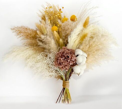 Natural Pampas Grass Bouquet -Cotton Stems,Bunny Tails ,Hydrangea,Fall Dried Flower - Boho Chic Home Decor, Rustic Wedding Centerpiece, Farmhouse Style Arrangement, Room Decor Long-Lasting Gift (A) in Kuwait