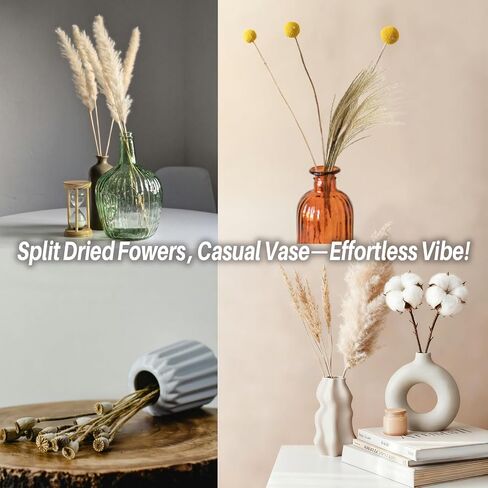 Natural Pampas Grass Bouquet -Cotton Stems,Bunny Tails ,Hydrangea,Fall Dried Flower - Boho Chic Home Decor, Rustic Wedding Centerpiece, Farmhouse Style Arrangement, Room Decor Long-Lasting Gift (A) in Kuwait