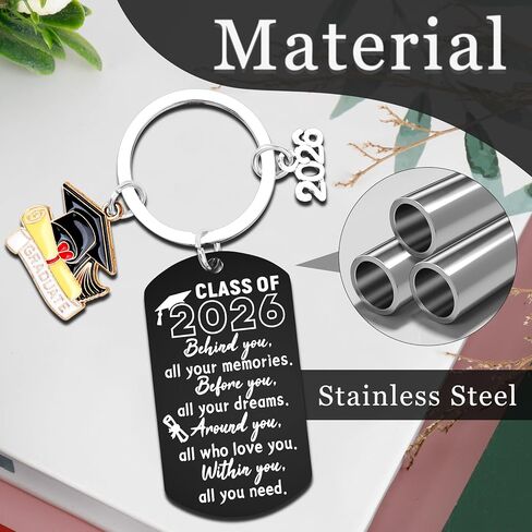 2026 Graduation Gifts for Him Her - Class of 2026 Graduation Keychain, Inspirational Gifts for College Middle High School Student Boys Girls - Black in Kuwait