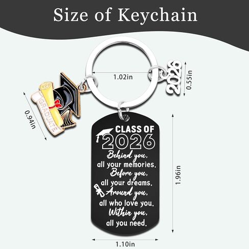 2026 Graduation Gifts for Him Her - Class of 2026 Graduation Keychain, Inspirational Gifts for College Middle High School Student Boys Girls - Black in Kuwait