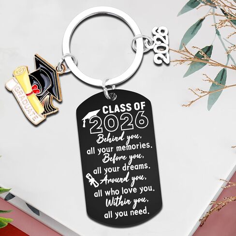 2026 Graduation Gifts for Him Her - Class of 2026 Graduation Keychain, Inspirational Gifts for College Middle High School Student Boys Girls - Black in Kuwait