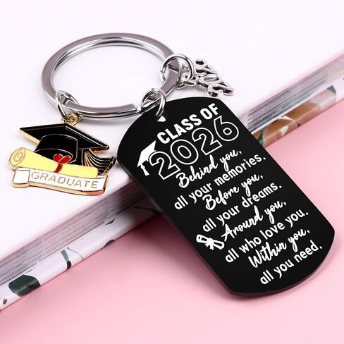 2026 Graduation Gifts for Him Her - Class of 2026 Graduation Keychain, Inspirational Gifts for College Middle High School Student Boys Girls - Black in Kuwait