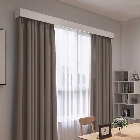 Adjustable 19.7ft Curtain Track System with Cover Pelmet 2 Slide Rails Gray Decorative Curtain Rods Elegant Window Treatments for Living Room Bedroom & Home Décor in Saudi Arabia