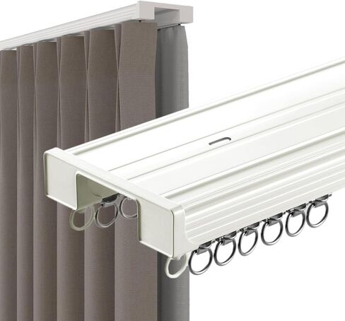 Heavy Duty 1 10m Double Ceiling Track for Panel Curtains Aluminum Room Divider for Hospitals & Bathrooms (White 190cm) Smooth Gliding System in Saudi Arabia