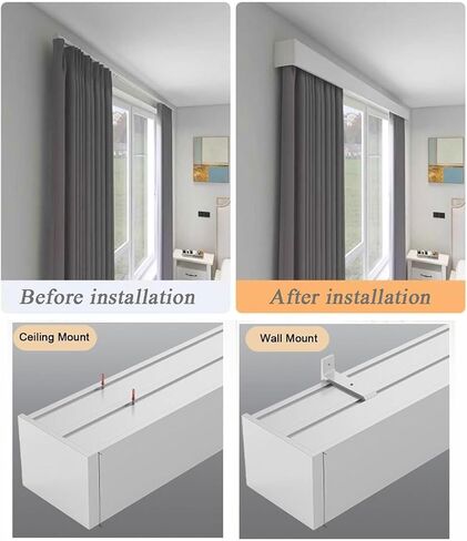 Heavy Duty Aluminum Double Row Curtain Track 5.3m (17.4ft) Ceiling/Wall Mount Room Divider for Living Room Bedroom Hotel Villa Durable Curtain Pelmet Box in Saudi Arabia