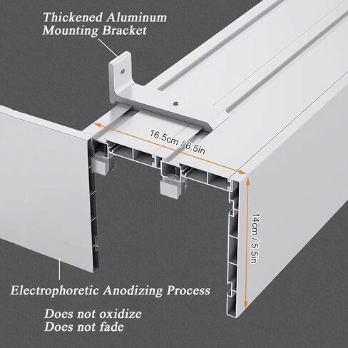 Heavy Duty Aluminum Double Row Curtain Track 5.3m (17.4ft) Ceiling/Wall Mount Room Divider for Living Room Bedroom Hotel Villa Durable Curtain Pelmet Box in Saudi Arabia