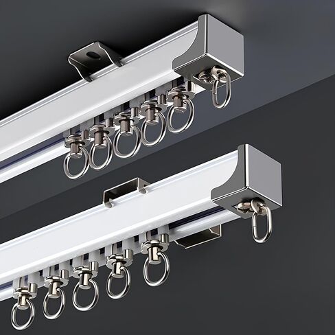 Premium Aluminium Curtain Track - Versatile Ceiling/Wall Mount for Room Divider Curtains - Ideal for Privacy in Open Spaces (White A, 270cm/8.8ft, 2 x 135cm) in Saudi Arabia