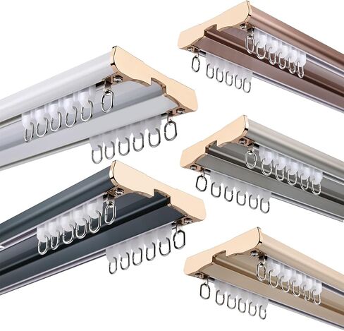 Heavy Duty Double Track Curtain Rod 400cm Aluminum Elegant Cream Sliding System for Room Dividers Perfect for Heavy Curtains & Stylish Solution in Saudi Arabia
