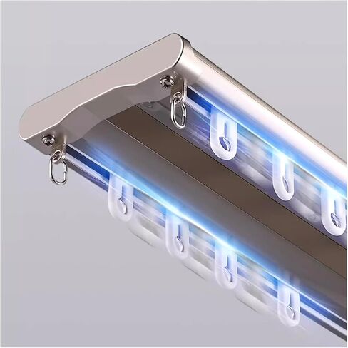 Double Silent Curtain Rod Aluminum Ceiling Mounted Window Treatment Adjustable Sliding Curtain Pole for Living Room & Bedroom Divider (Champagne 380cm) in Saudi Arabia