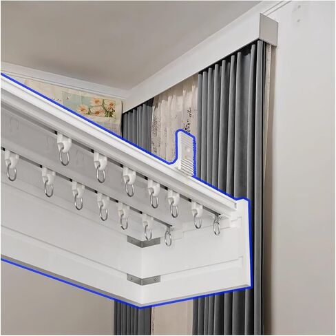 Wall Mount Curtain Track System with Double Rails & Valance 3.4m/11.2ft Decorative Curtain Box for Home & Commercial Use Sliding Panel & Cornice Box Solution in Saudi Arabia
