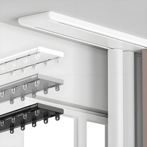 Heavy Duty Double Ceiling Curtain Track 16m Aluminum Slider with Hook Ideal for Bedroom Living Room Hotel WindowsGray 4.8m (15.7ft) Length in Saudi Arabia