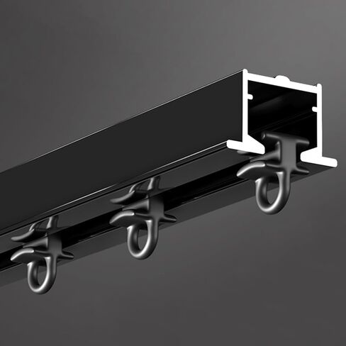 Hidden Curtain Track System Rustproof Recessed Curtain Pole Rod Set for Apartments & Hospitals Easy to Cut 3.5m (11.5ft) Sleek Black Design in Saudi Arabia
