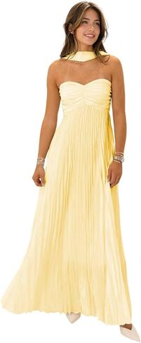 Flowy Chiffon Bridesmaid Dress with Scarf A Line Maxi Dress Strapless Formal Evening Dresses LE035 in Saudi Arabia