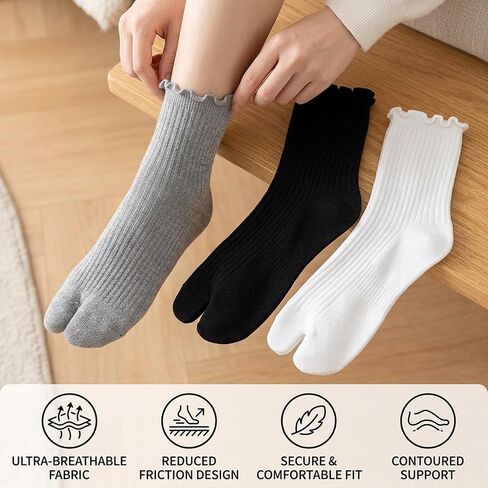 6Pairs Japanese Split Toe Socks for Men and Women, Comfortable Socks for Daily Wear with Sneakers and Sandals in Saudi Arabia