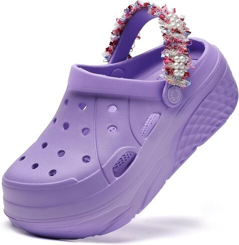 Platform Clogs for Women Summer Garden: 2.4" Chunky Heel - Waterproof Comfort Beach Sandals Slippers in Saudi Arabia