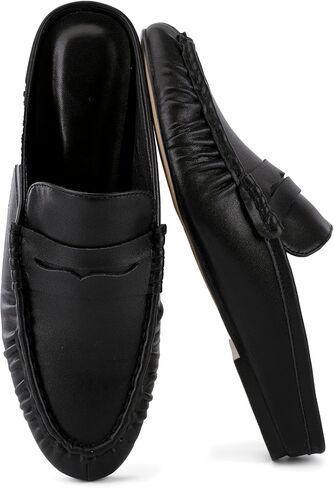 Flat Mules Penny Loafers for Women,Cute Round-Toe Slip On Shoes, Fashion Vintage Comfortable Casual Loafers, for Walking&Office Mules in Saudi Arabia