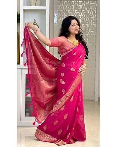 Women’s Banarasi Silk Saree with Rich Zari Work | Elegant Bridal & Festive Indian Ethnic Wear in Saudi Arabia